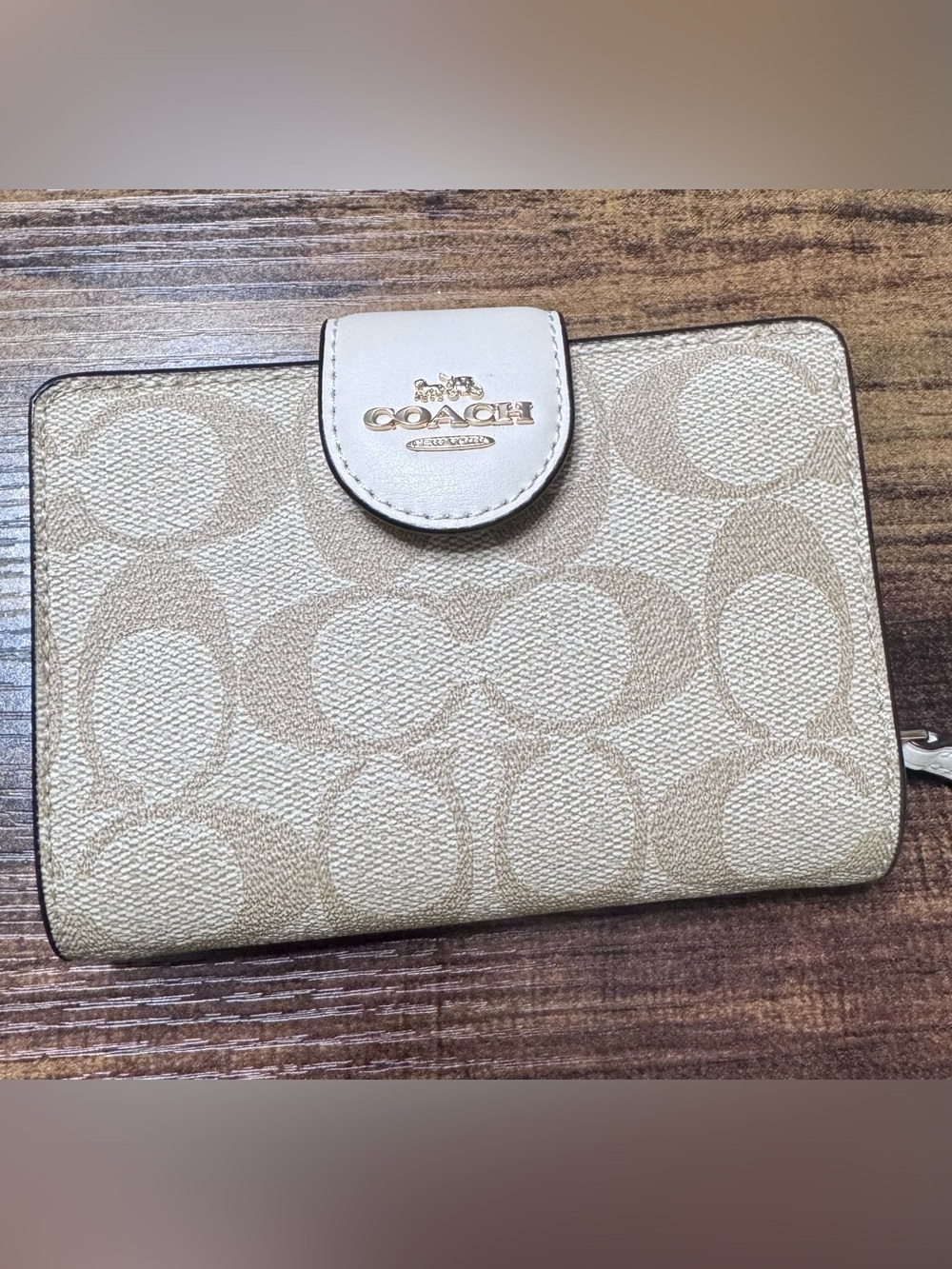 Coach Medium Corner Zip Wallet In Signature Canvas